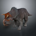Realistic Triceratops Dinosaur Figure With Orange Horns Gray Body And Frill
