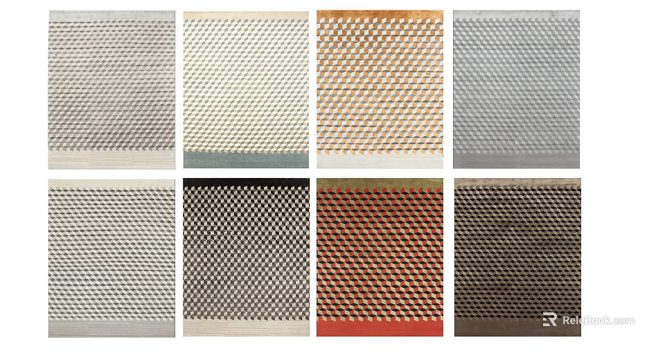 Modern Square Rugs With Geometric Patterns And Various Color Options For Home Decor 3d model 