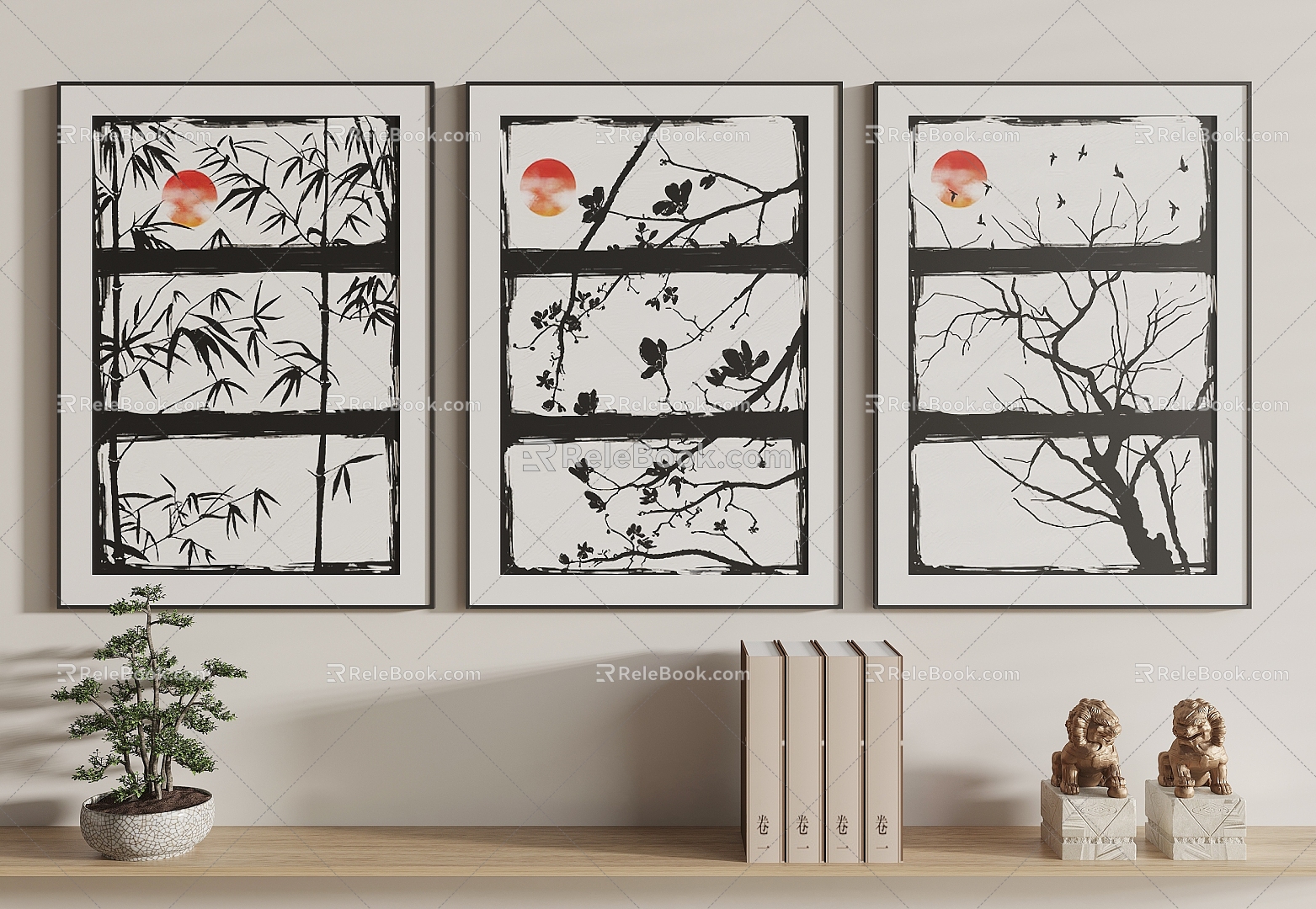 New Chinese Hanging Paintings 3d model