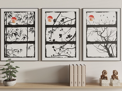 New Chinese Hanging Paintings 3d model