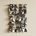 Unique Modern Silver Metal Abstract Irregular Wall Decor for Interior Design 3d model