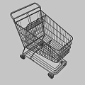 Metal Shopping Cart With Red Handle And Four Movable Wheels Structure 3d model