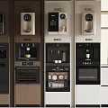 Modern Kitchen Coffee Appliances With Various Designs And Cabinet Integration 3d model