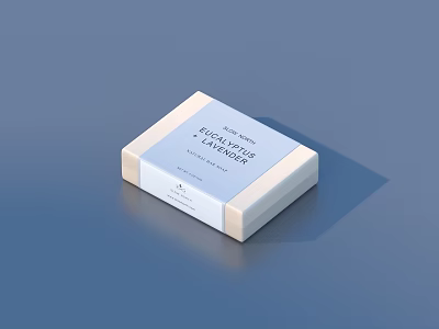 Pure Natural Soap With Minimalist White And Blue Packaging For Gentle Daily Use 3d model