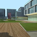 Modern Building Complex With Green Roofs Open Plazas And Water Elements