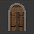 Architectural Arched Entrance Featuring Wooden Doors Stone Frame And Carved Details With Metal Handles