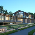 Modern Hillside Guesthouse With Stone Wood Structure Large Glass Windows and Zen Garden