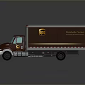 Brown FedEx Delivery Truck With Box Body And Express Logo Design
