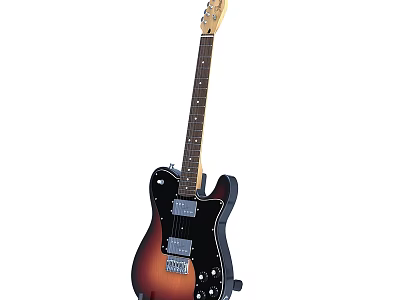 High Quality Electric Guitar With Sunburst Finish Black Body And Maple Neck 3d model