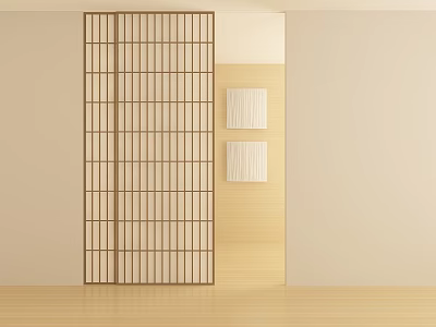 Japanese-style sliding door 3d model
