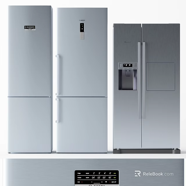 Modern Stainless Steel Refrigerators Fridge Freezers With Double And Triple Door Sleek Design 3d model 