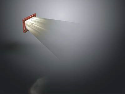 Home Red Frame Lighting Fixture Emitting Bright Light Against Gray Background 3d model