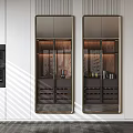 Elegant Modern Wine Cabinet With Glass Doors And Wine Racks In Kitchen Interior