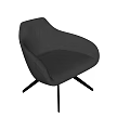 Modern Black Leather Accent Chair With Curved Backrest and Metal Legs