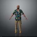 Man With Open Arms In Colorful Floral Shirt Khaki Pants And Yellow Shoes