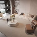 Sofa Coffee Table Combination Leisure Chair Single Sofa Floor Lamp 3d model