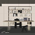 Modern Study Desk Bookcase Bookshelf Books 3d model