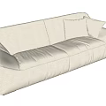 White Modern Double Sofa With Soft Fabric And Plush Cushions Design