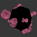 Black Mannequin Decorated With Pink Petals Standing In Dark Background