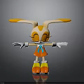 Cartoon Rabbit With Long Orange White Ears Orange Dress Blue Bow White Gloves