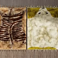 Square Rug With Zebra Pattern And Yellow Background On Wooden Floor Fringe Edge