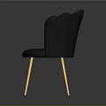 Velvet Upholstered Scalloped Backrest Accent Chair With Dark Gray Finish And Golden Metal Legs