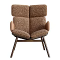 Modern Stylish Leisure Chair With Textured Fabric Upholstery Leather Armrests And Sturdy Wooden Legs