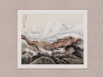 Landscape Painting He Tianjian Chinese Hanging Painting Decorative Painting 3d model