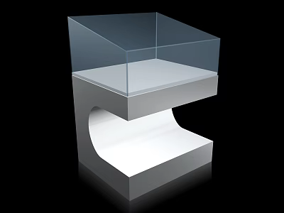 Modern Transparent Showcase Shelf With Glass Cover And White Display Platform 3d model