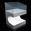 Modern Transparent Showcase Shelf With Glass Cover And White Display Platform
