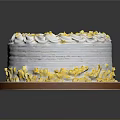 Elegant Round Cake With White Cream Frosting Yellow Petal Decorations And Pink Base