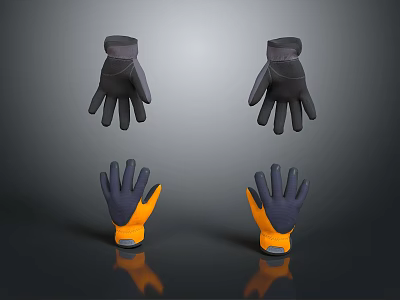 Black And Orange Reflective Gloves Design With Modern Style And Comfortable Fit 3d model