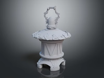 Ornate White Decorative Furniture With Intricate Carvings And Handle Top 3d model