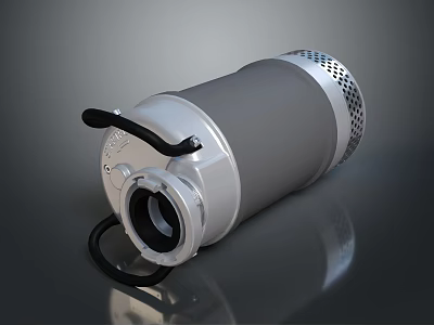 Industrial Cylindrical Equipment With Metal Housing Cooling Vents And Cable Connections 3d model