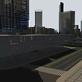 Modern Residential Building with Glass Curtain Walls Surrounded by Skyscrapers in Urban Area