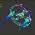 Futuristic Circular Flying Vehicle With Blue Glowing Thrusters And Streamlined Design