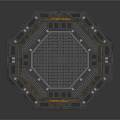 Octagonal Platform Floor Structure With Central Geometric Pattern And Edge Details