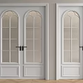 Modern White Casement Doors With Double Single Panels And Ribbed Glass Design