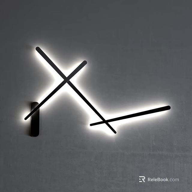 Modern Wall Lamp With Crossed Illuminated Lines For Gray Wall Decor 3d model