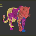 Realistic Spotted Leopard Standing In Lifelike Posture On Gray Background With Detailed Fur