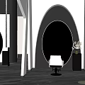 Modern Hair Beauty Salon Interior With Oval Mirrors Comfortable Chairs And Stylish Decor