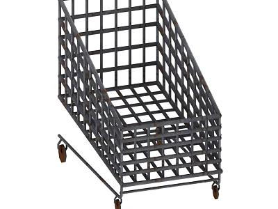 Public Facility Wheeled Metal Grid Cart for Storage and Transport 3d model