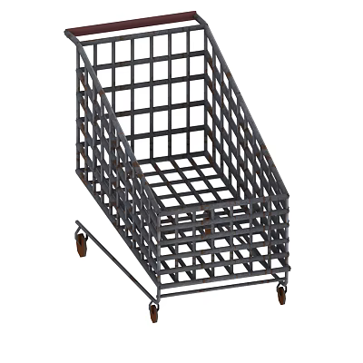 Public Facility Wheeled Metal Grid Cart for Storage and Transport 3d model