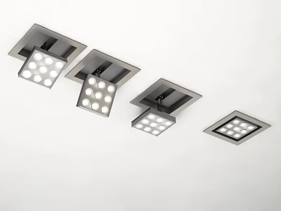 Modern Square Recessed Downlights Spotlights With Metal Frame And LED Bulbs For Ceiling Lighting 3d model