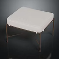 Modern Ottoman With White Upholstered Cushion And Metal Crossed Legs Design