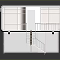 Modern Architectural Model Featuring White Wavy Roof Brown Wall Panels And Staircase