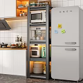 Modern Functional Kitchen Side Cabinet With Multi Layer Shelves For Storing Various Small Kitchen Appliances