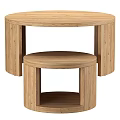Nested Circular Wooden Tables With Minimalist Design For Home Decor 3d model