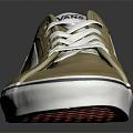 Vans Khaki Canvas Casual Shoes With White Laces And Low Top Design