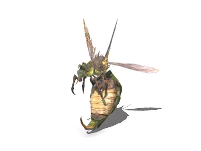 3D Model of Flying Insect With Transparent Wings and Segmented Exoskeleton Structure 3d model
